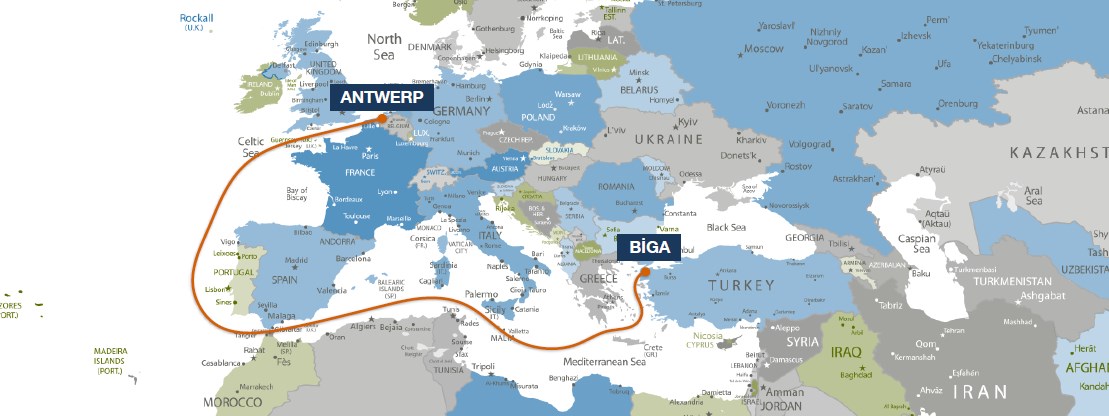 Antwerp Abes Terminal, Belgium - Icdas Biga, Turkey